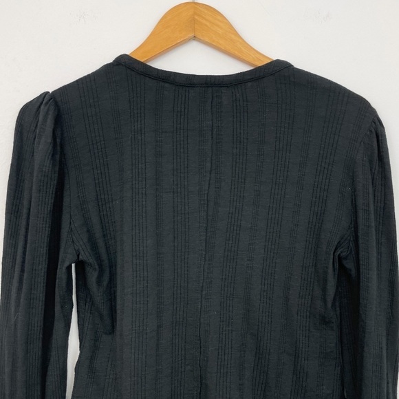 Anthropologie Pilcro Black Button Down Cropped Ruffle Hem Top Size Small - Picture 7 of 14